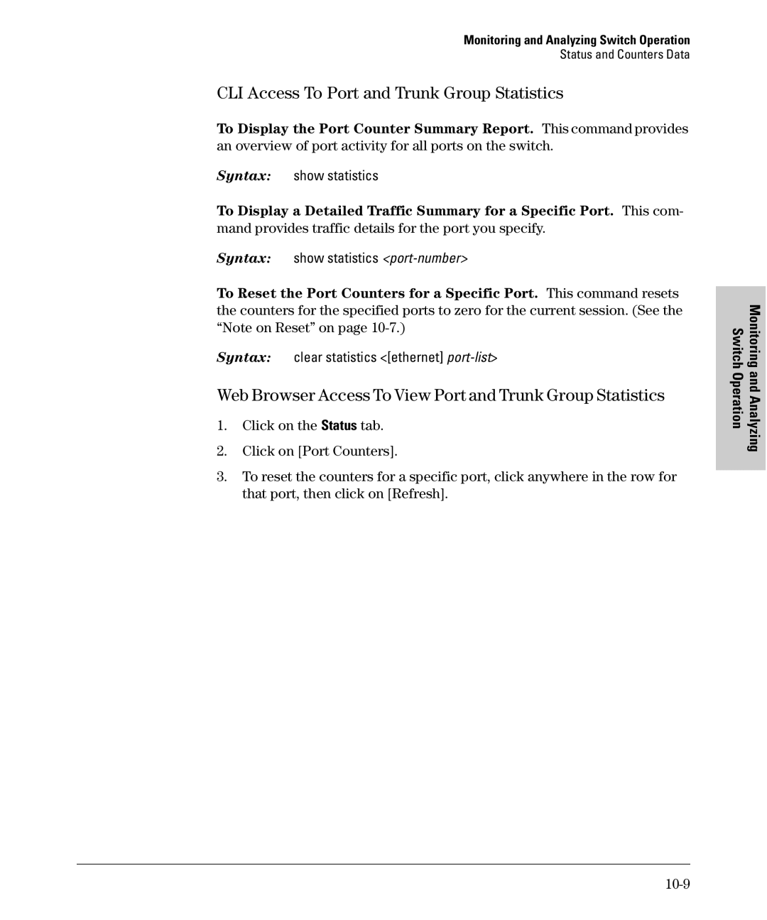 SMC Networks SMC6624M manual CLI Access To Port and Trunk Group Statistics 