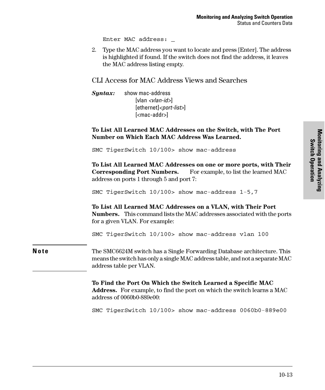 SMC Networks SMC6624M manual CLI Access for MAC Address Views and Searches, Corresponding Port Numbers 