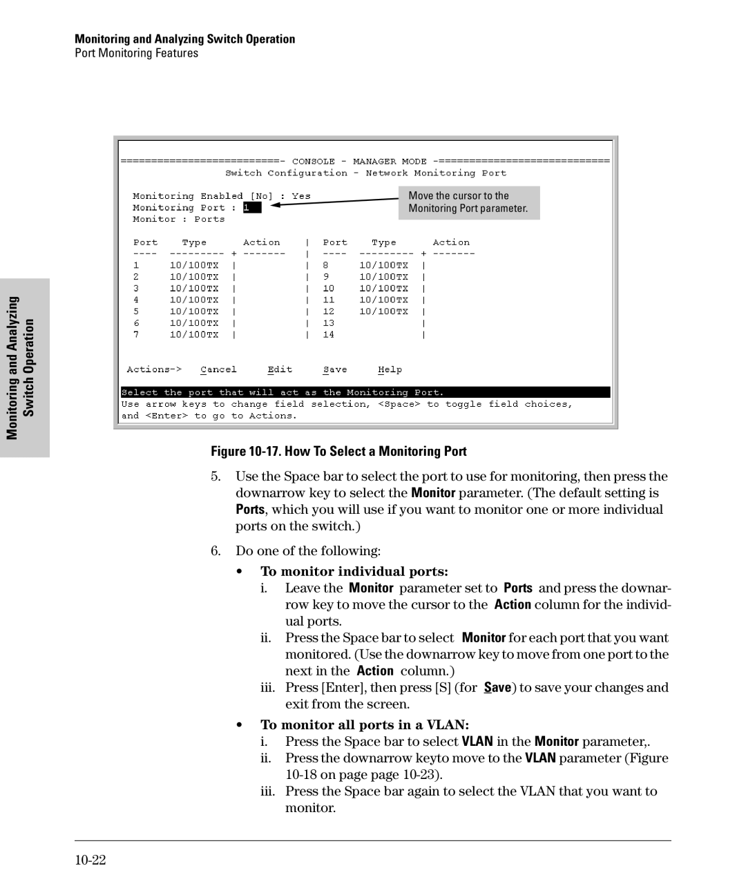 SMC Networks SMC6624M manual To monitor individual ports, To monitor all ports in a Vlan 