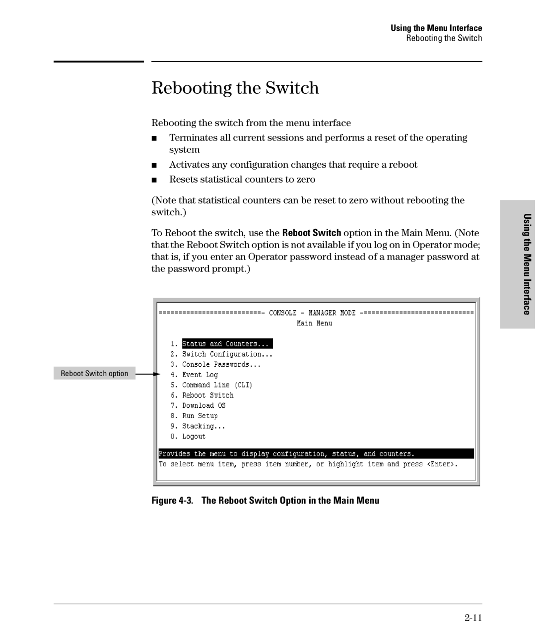 SMC Networks SMC6624M manual Rebooting the Switch 