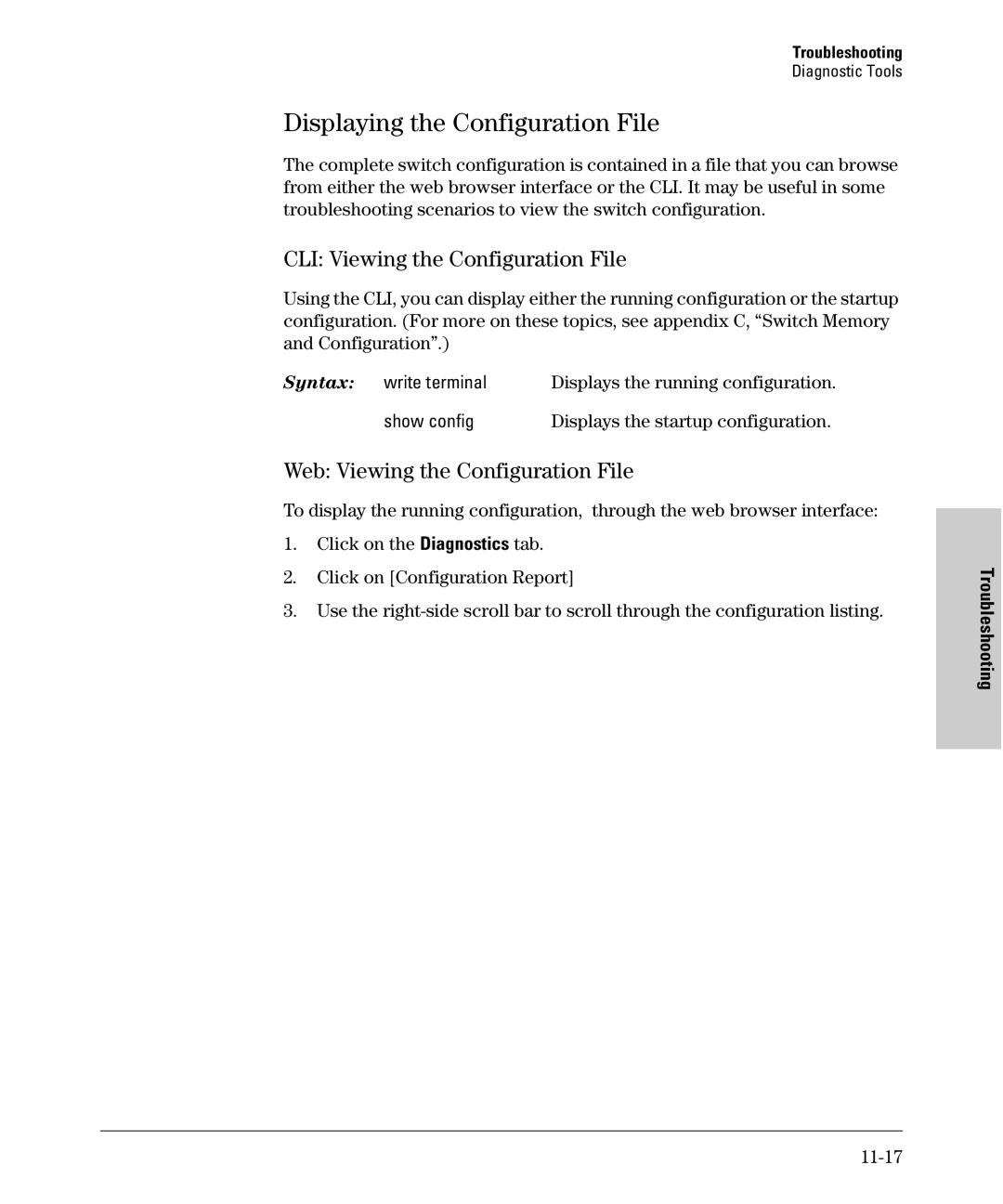 SMC Networks SMC6624M manual Displaying the Configuration File, CLI Viewing the Configuration File, 11-17 