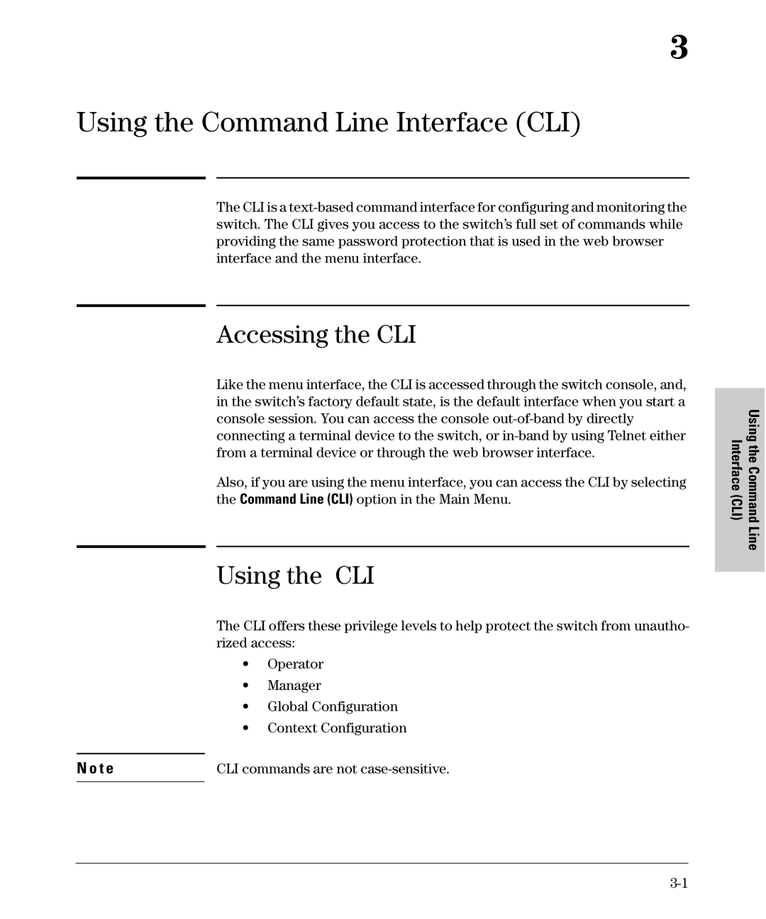 SMC Networks SMC6624M manual Accessing the CLI, Using the CLI, Using the Command Line Interface CLI 