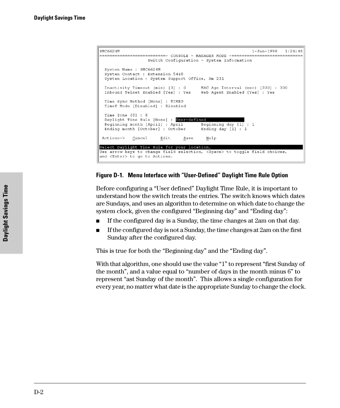 SMC Networks SMC6624M manual Daylight Savings Time 