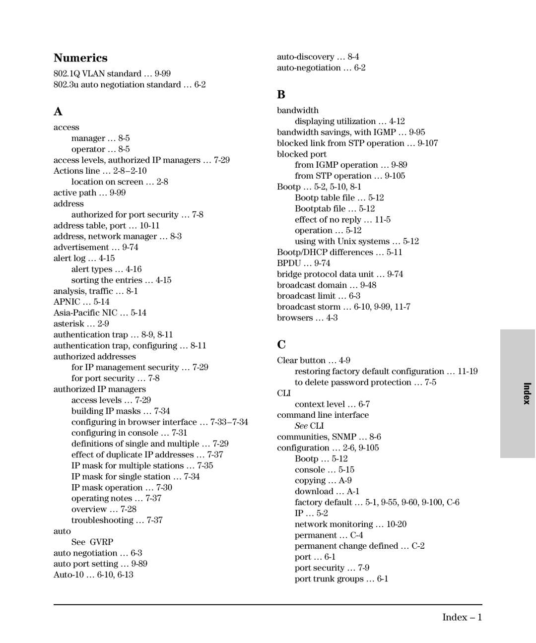 SMC Networks SMC6624M manual Index 