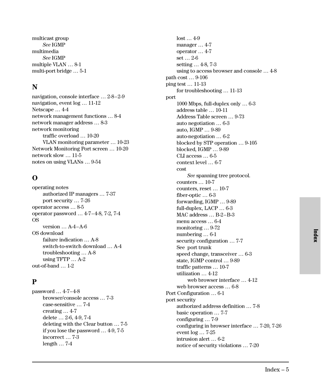 SMC Networks SMC6624M manual Index 