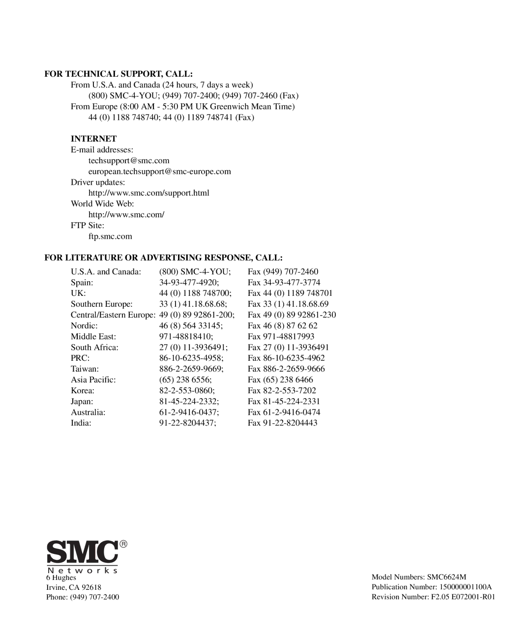 SMC Networks SMC6624M manual Internet 