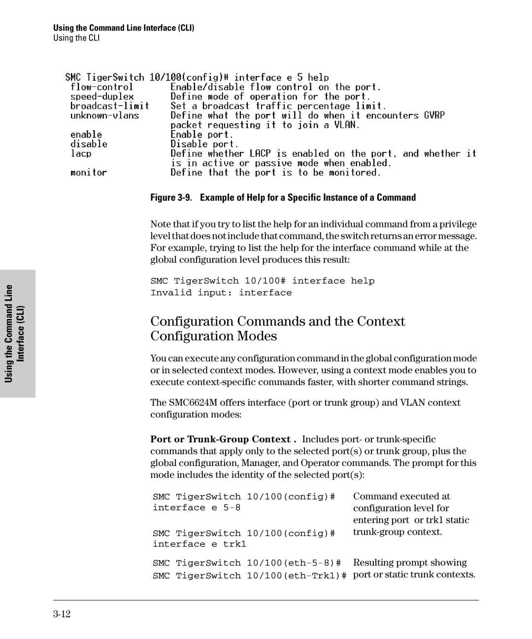 SMC Networks SMC6624M manual Configuration Commands and the Context Configuration Modes 