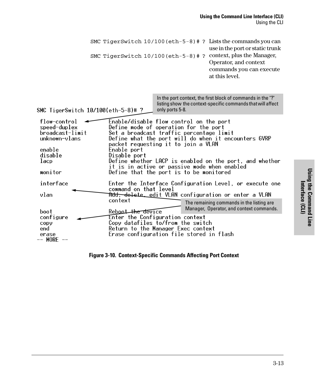 SMC Networks SMC6624M manual SMC TigerSwitch 10/100eth-5-8# ?, Context-Specific Commands Affecting Port Context 