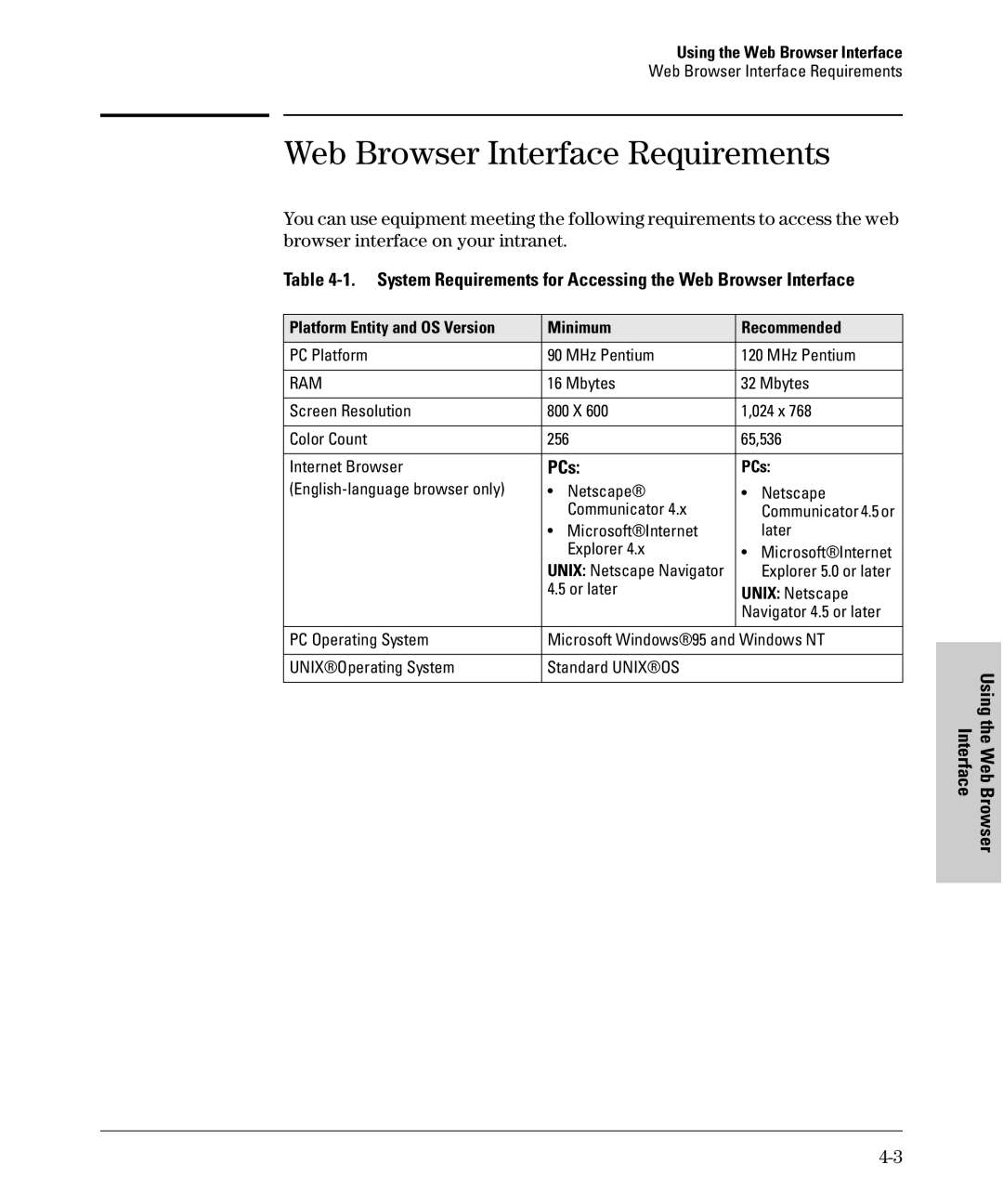 SMC Networks SMC6624M Web Browser Interface Requirements, System Requirements for Accessing the Web Browser Interface, PCs 