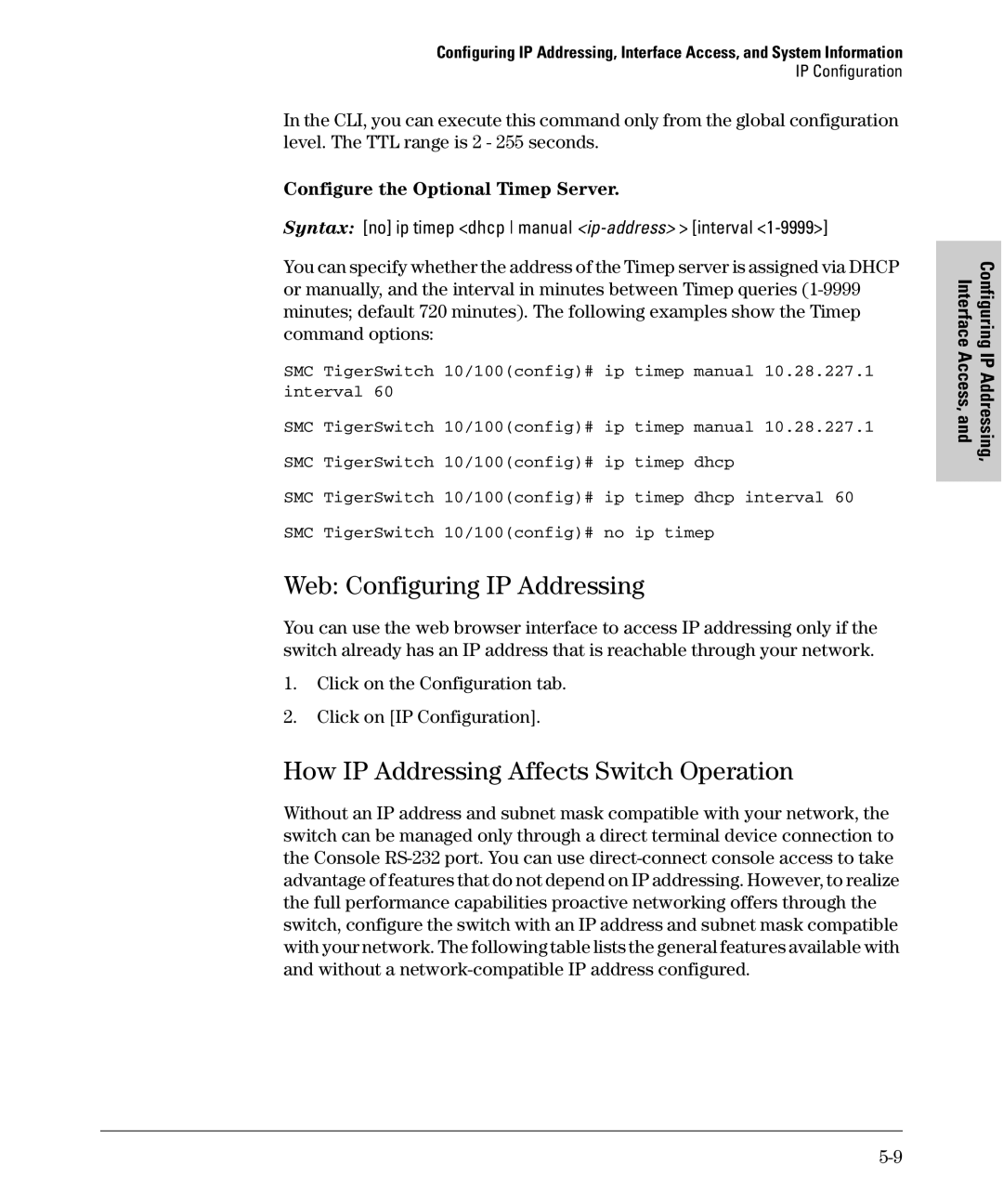 SMC Networks SMC6624M manual Web Configuring IP Addressing, How IP Addressing Affects Switch Operation 