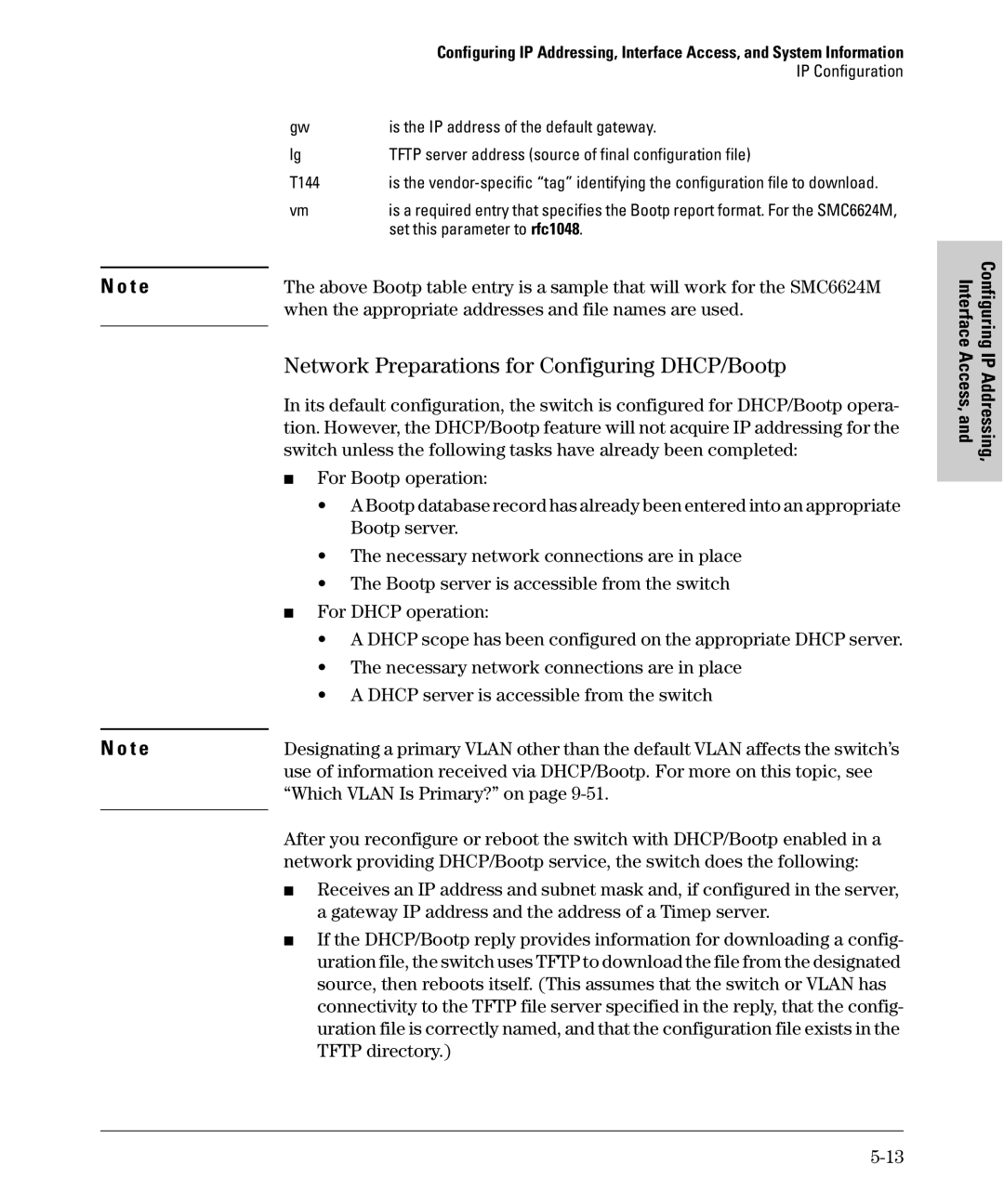 SMC Networks SMC6624M Network Preparations for Configuring DHCP/Bootp, Is the IP address of the default gateway, T144 