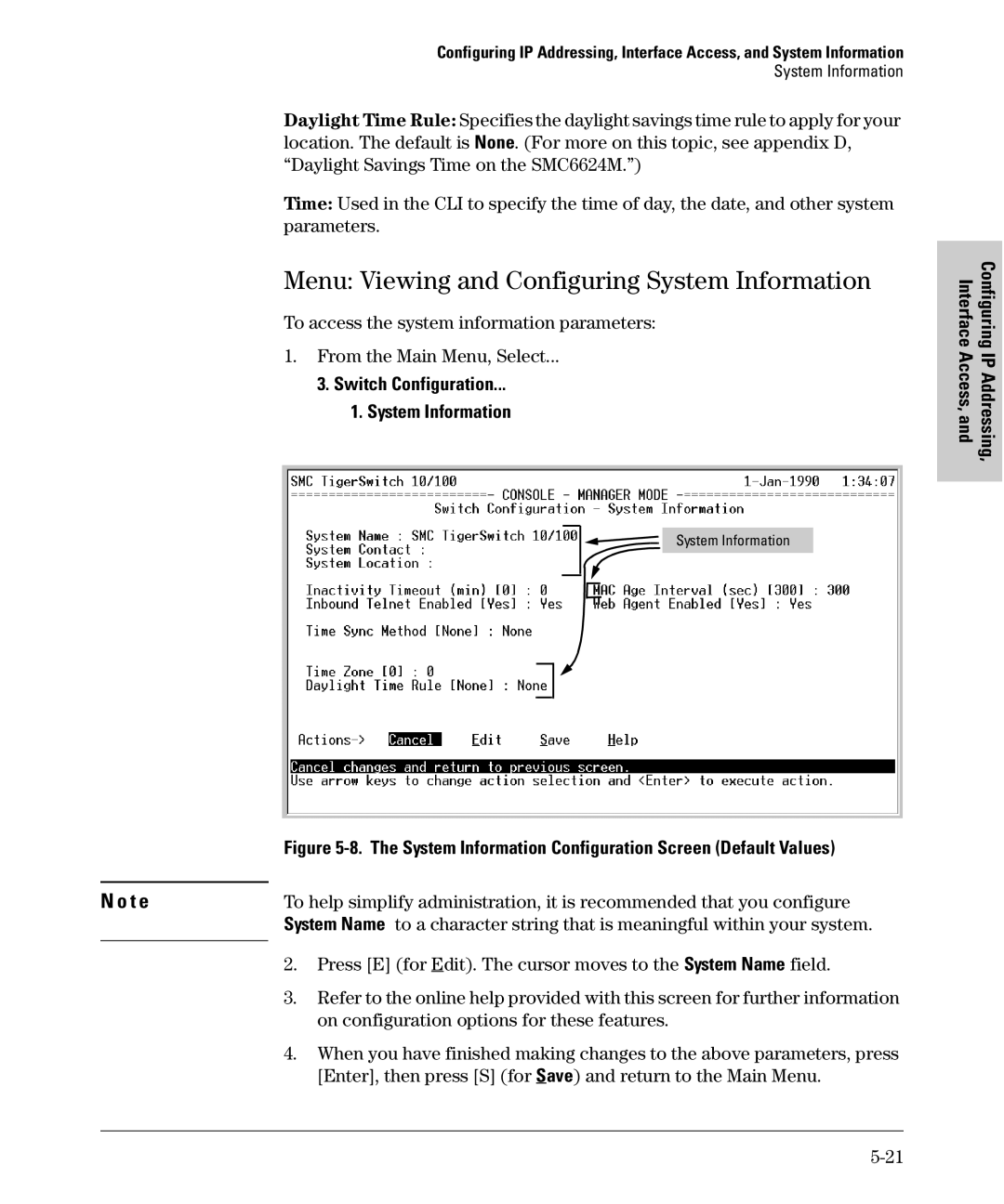 SMC Networks SMC6624M manual Menu Viewing and Configuring System Information, On configuration options for these features 