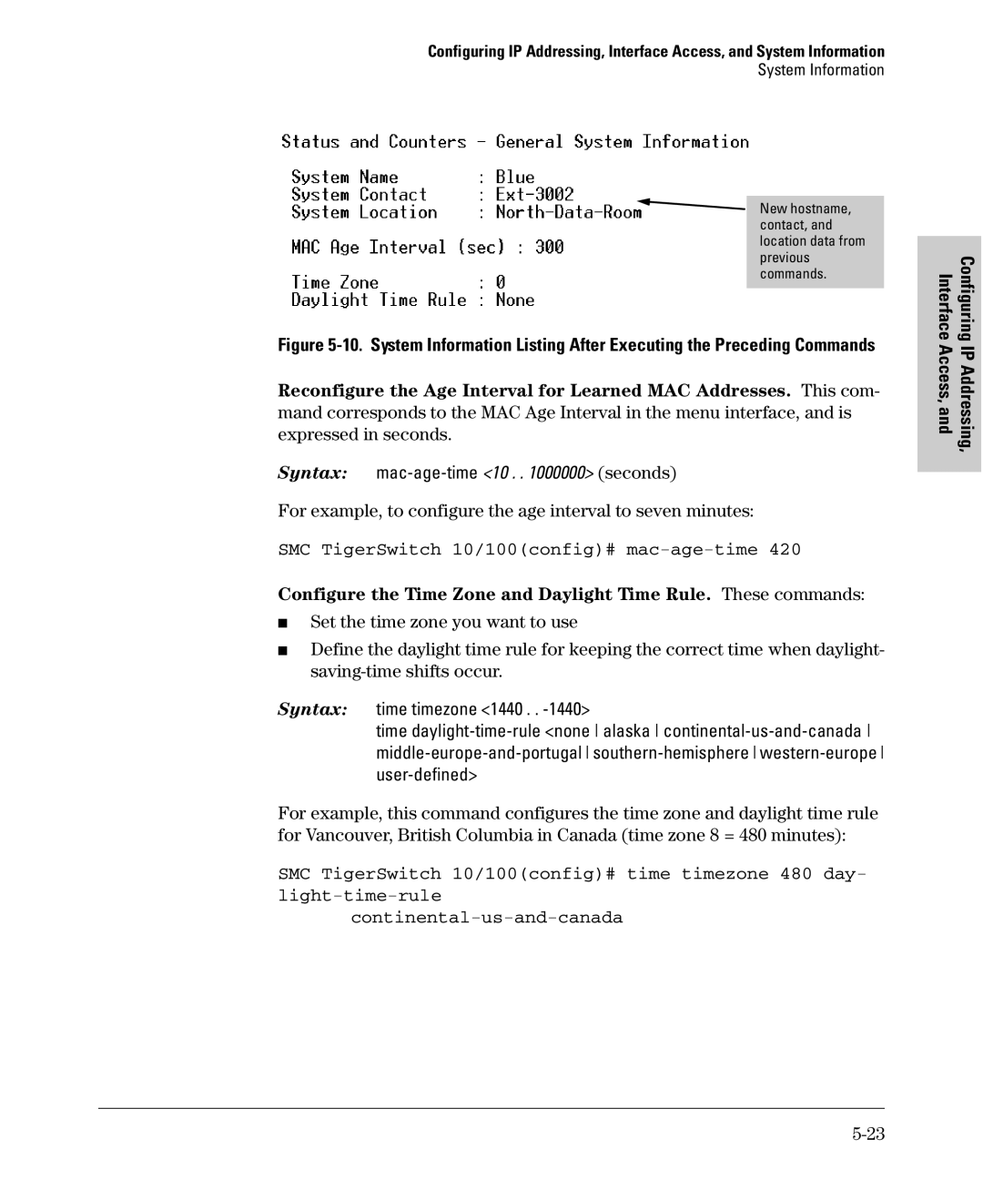 SMC Networks SMC6624M manual For example, to configure the age interval to seven minutes 