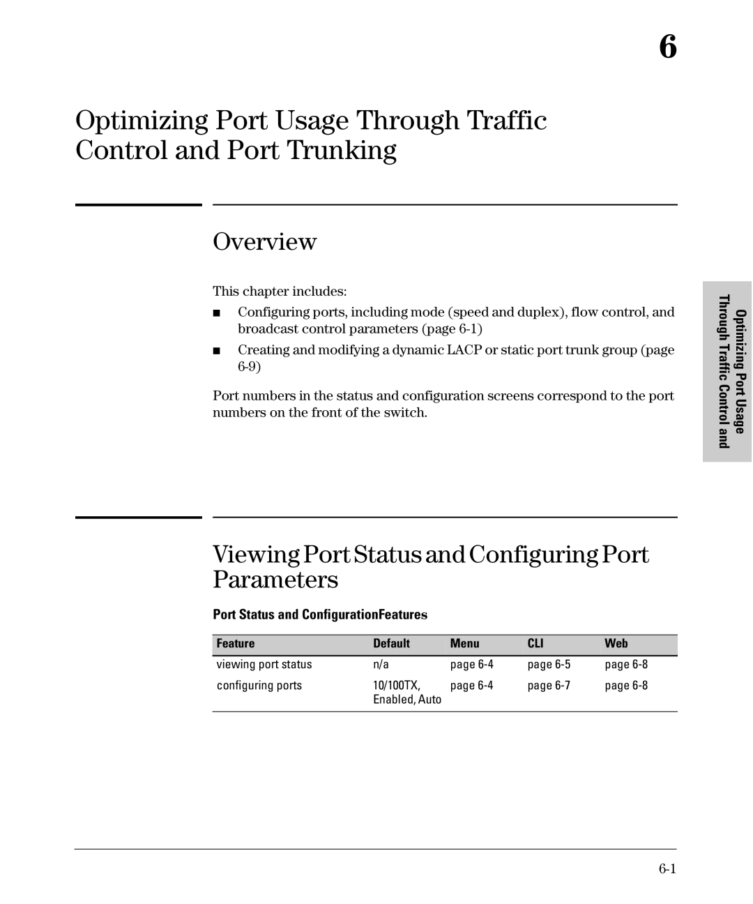 SMC Networks SMC6624M Overview, Viewing Port Status and Configuring Port Parameters, Port Status and ConfigurationFeatures 