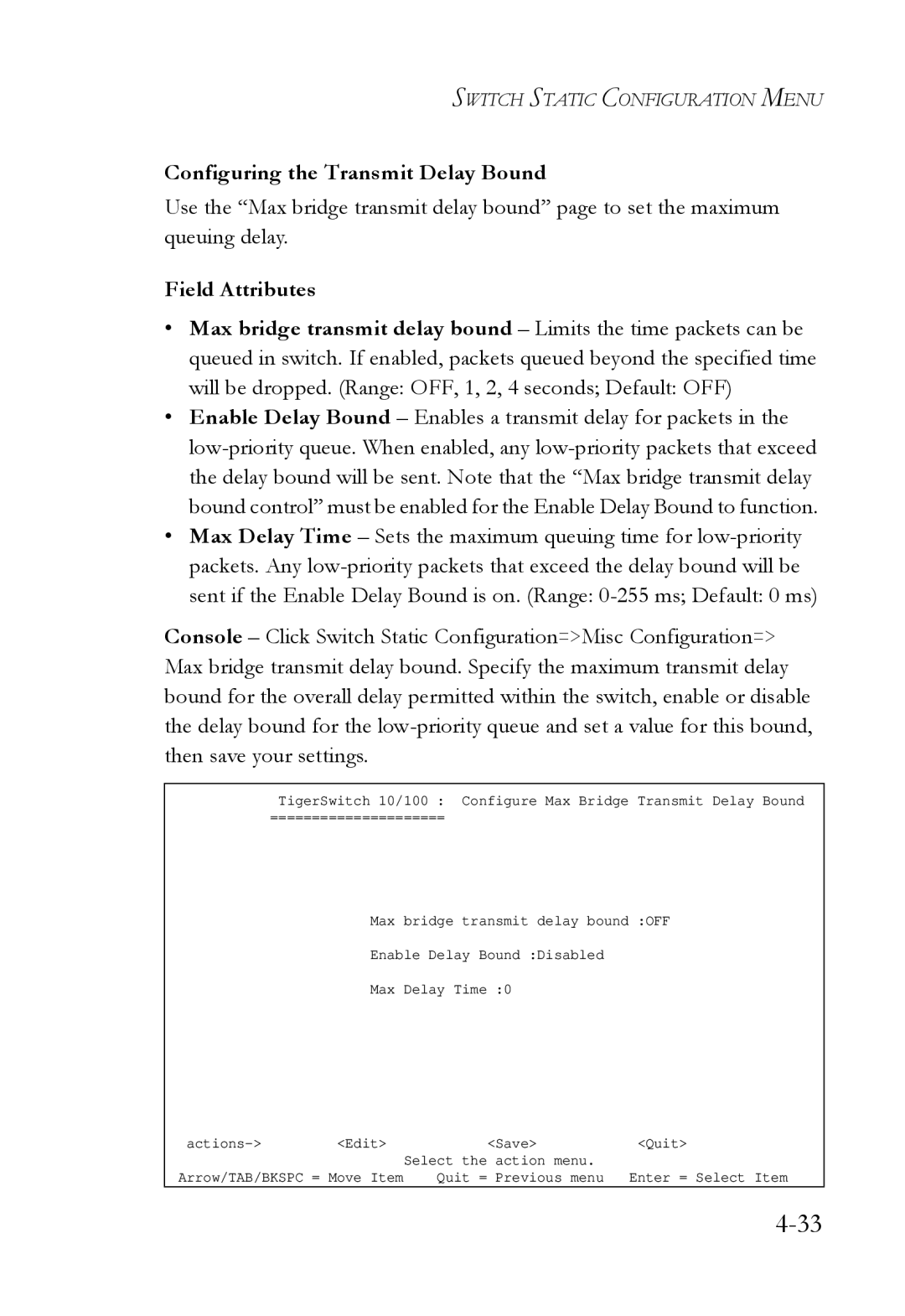 SMC Networks SMC6709L2 manual Configuring the Transmit Delay Bound, Field Attributes 