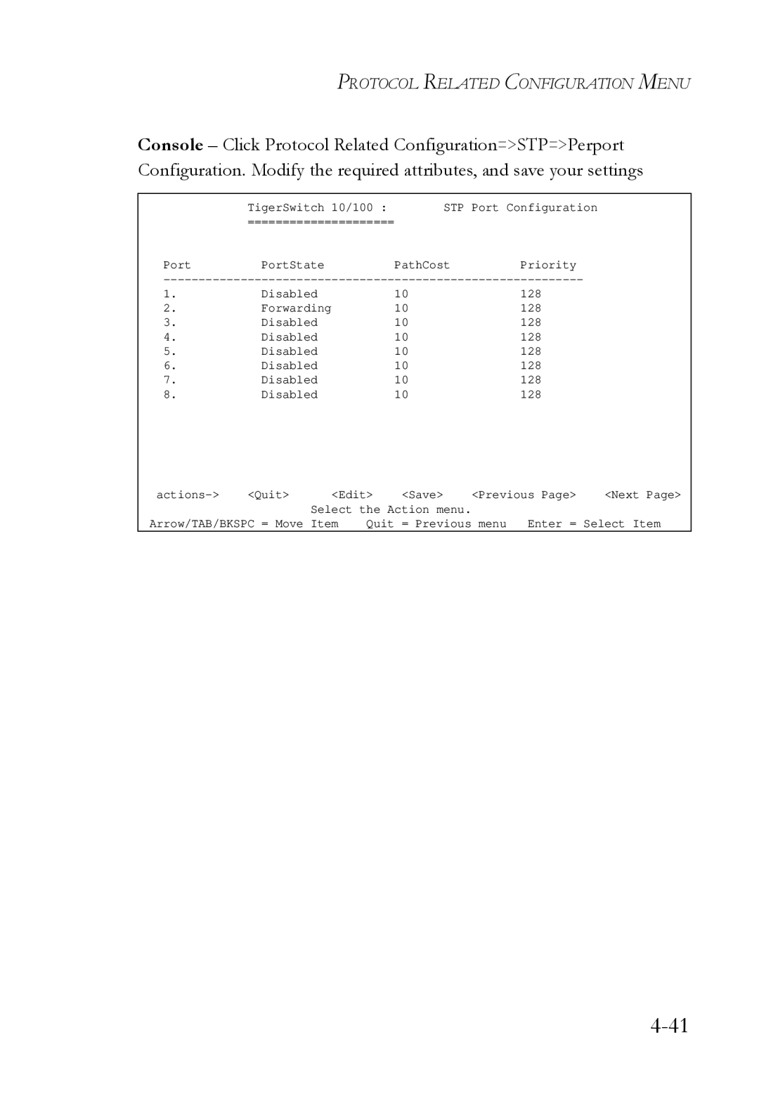 SMC Networks SMC6709L2 manual STP Port Configuration 