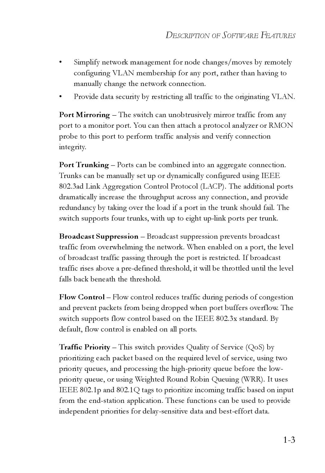 SMC Networks SMC6709L2 manual Description of Software Features 