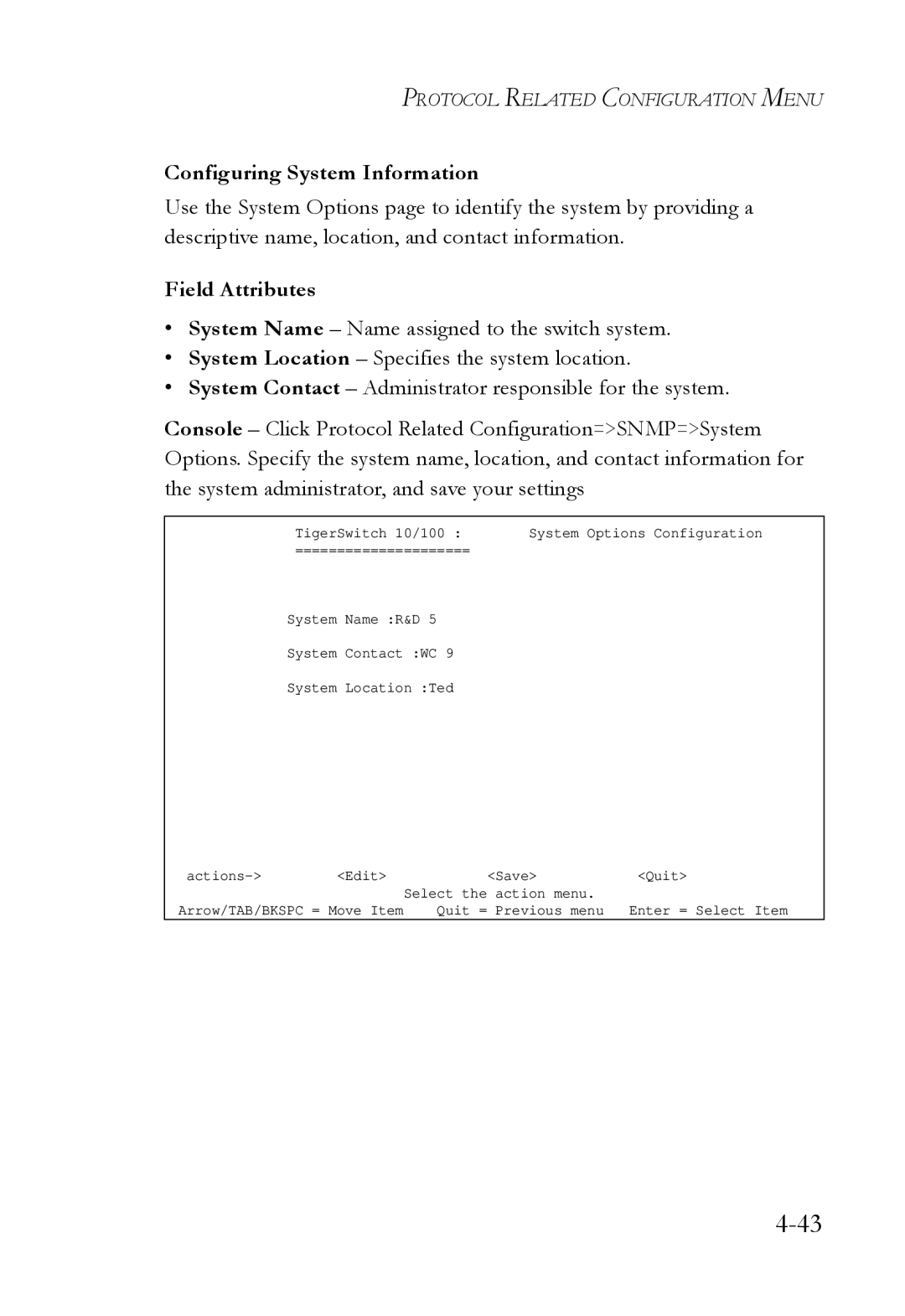 SMC Networks SMC6709L2 manual Configuring System Information, Field Attributes 