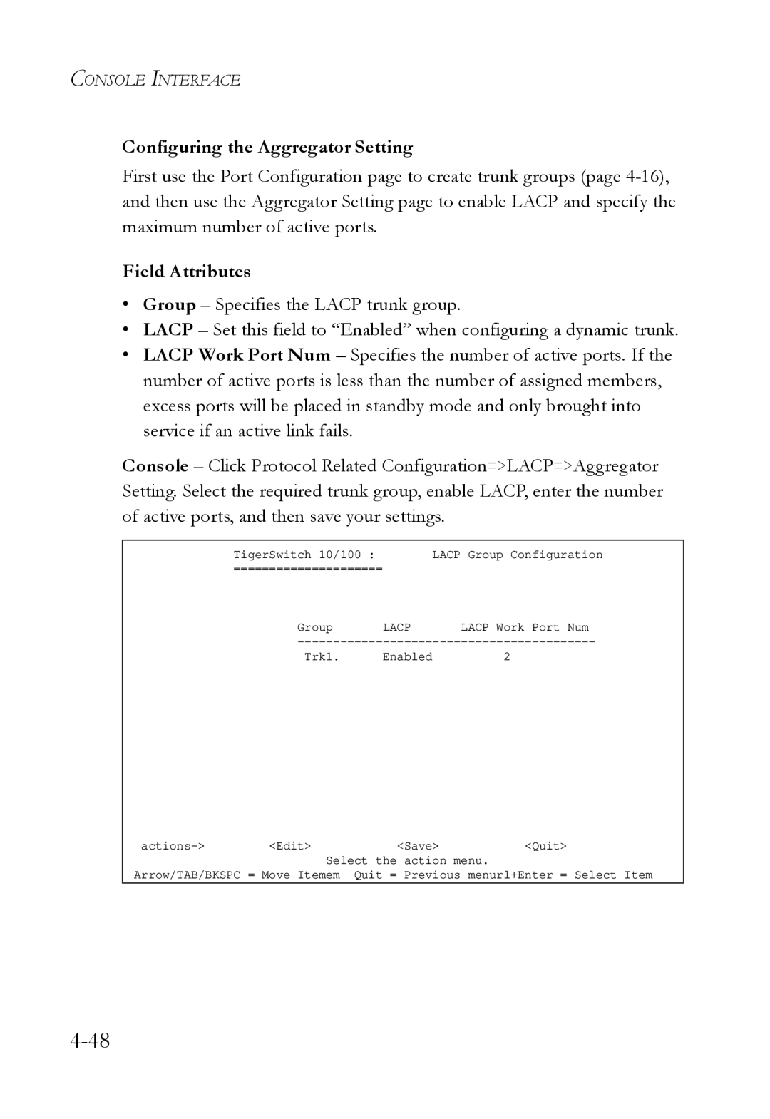 SMC Networks SMC6709L2 manual Configuring the Aggregator Setting, Field Attributes 