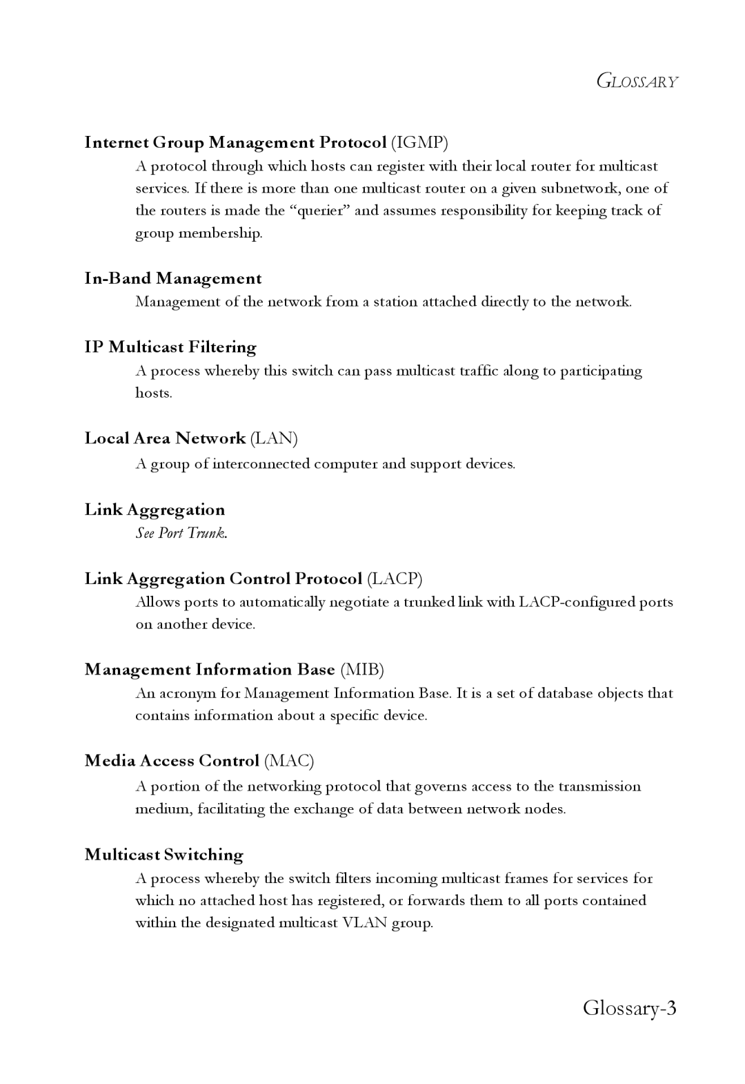 SMC Networks SMC6709L2 manual Internet Group Management Protocol Igmp, IP Multicast Filtering, Local Area Network LAN 