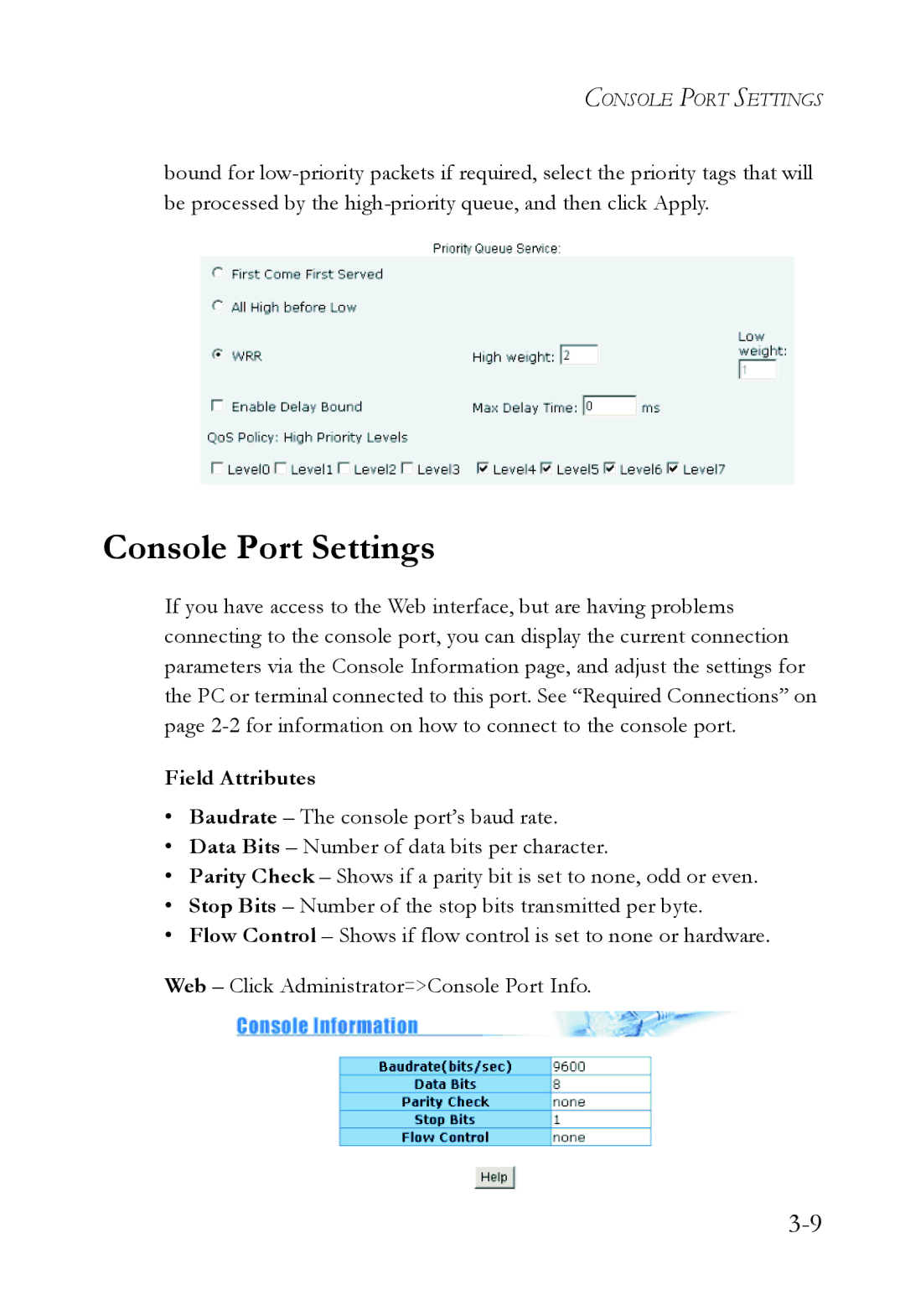 SMC Networks SMC6709L2 manual Console Port Settings 