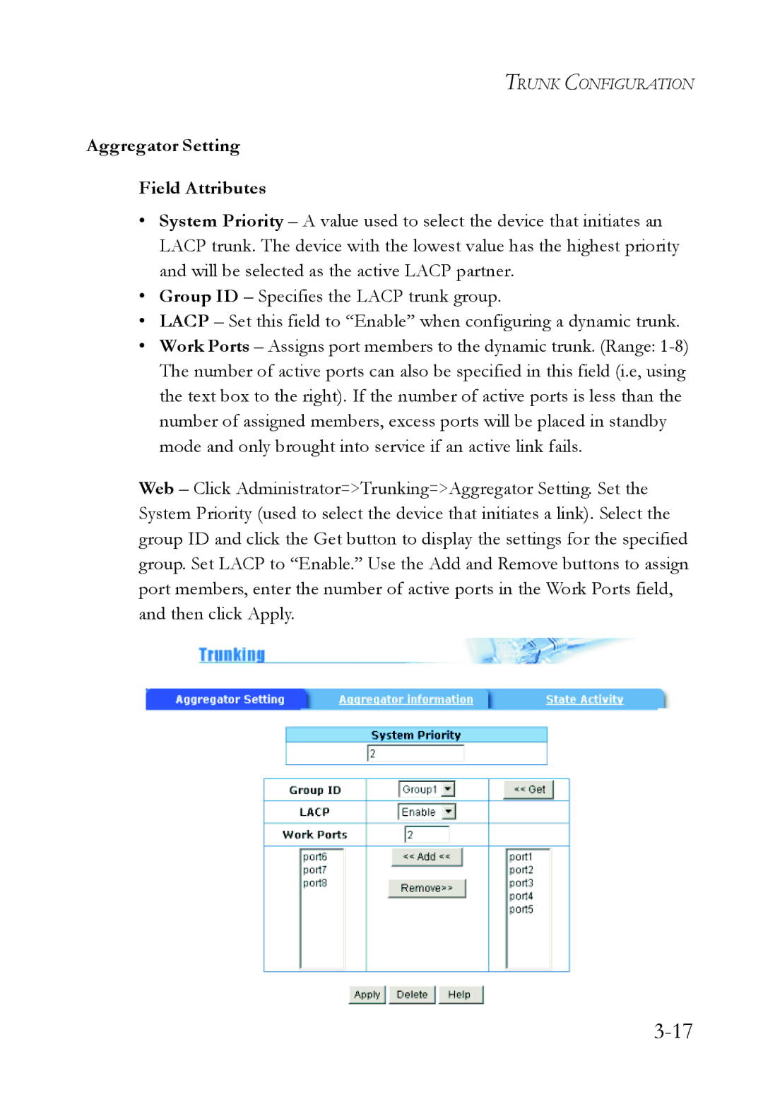 SMC Networks SMC6709L2 manual Aggregator Setting Field Attributes 