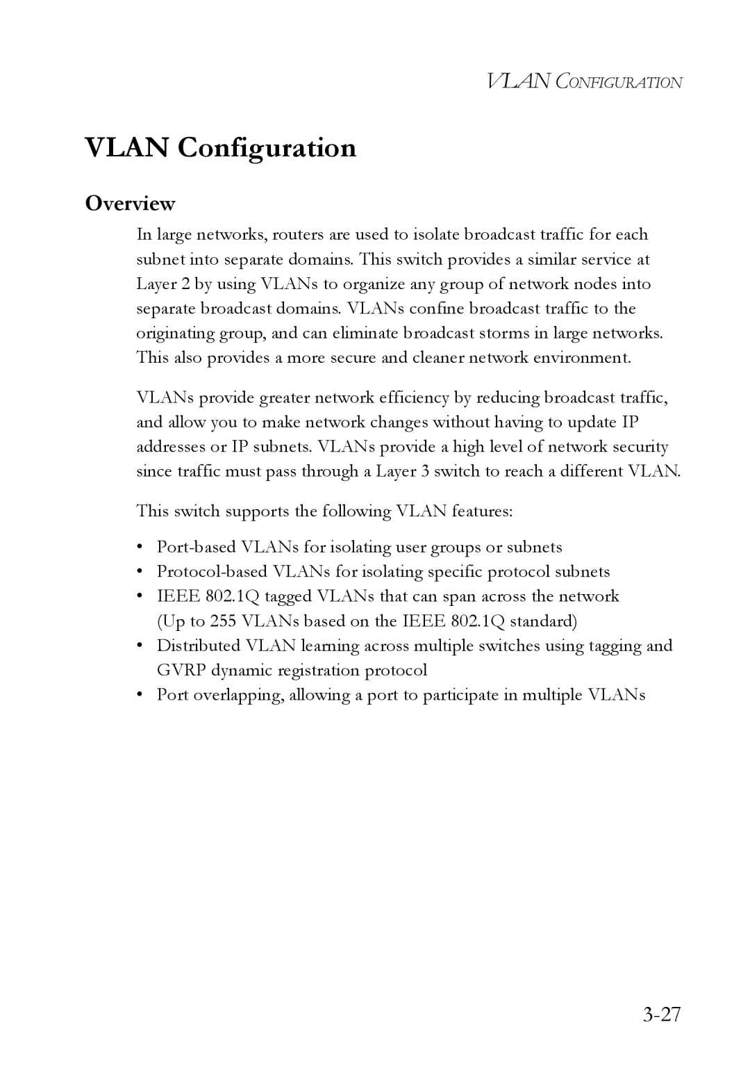 SMC Networks SMC6709L2 manual Vlan Configuration, Overview 