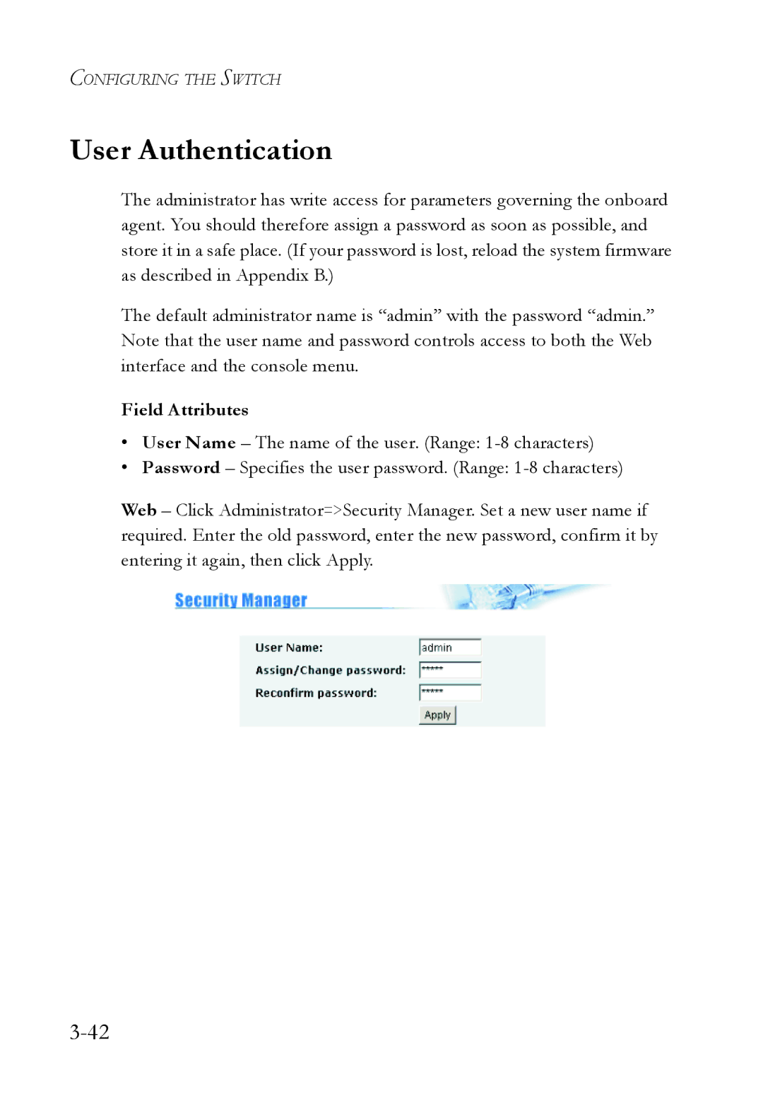 SMC Networks SMC6709L2 manual User Authentication 