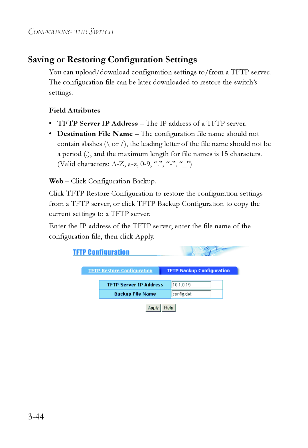 SMC Networks SMC6709L2 manual Saving or Restoring Configuration Settings 