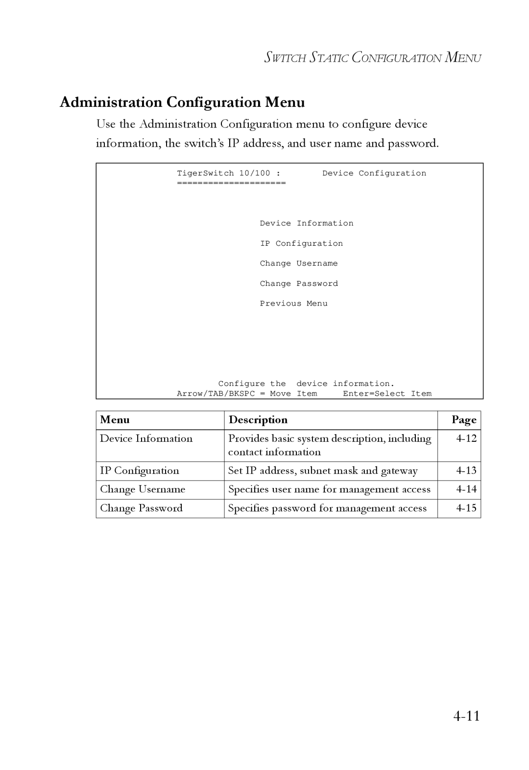 SMC Networks SMC6709L2 manual Administration Configuration Menu 