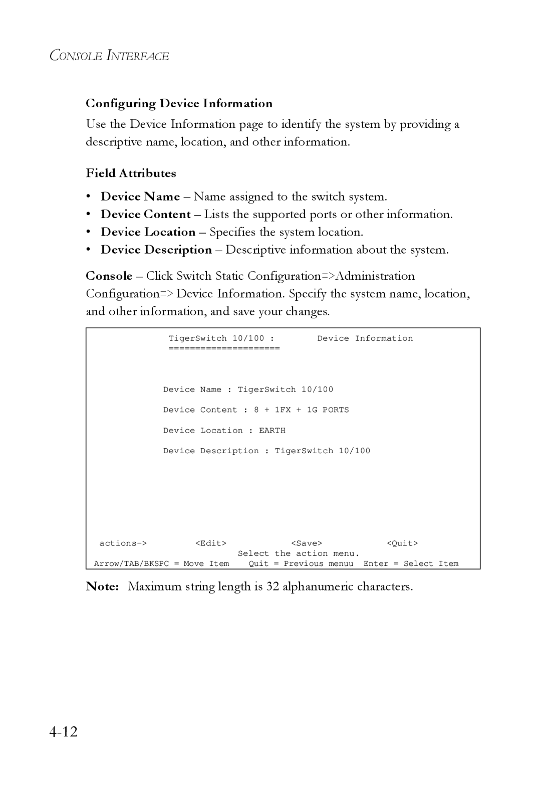 SMC Networks SMC6709L2 manual Configuring Device Information, Field Attributes 