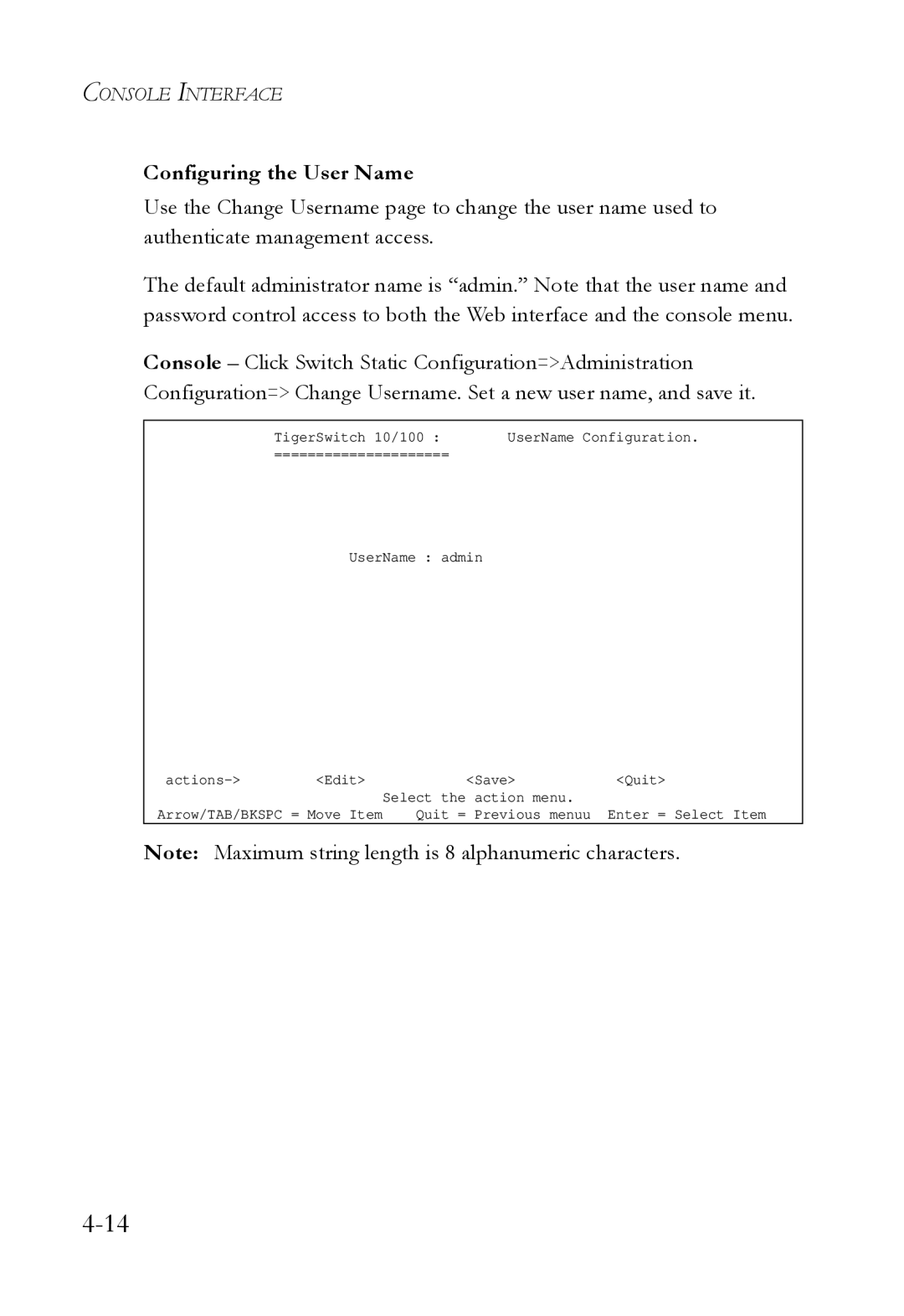 SMC Networks SMC6709L2 manual Configuring the User Name 