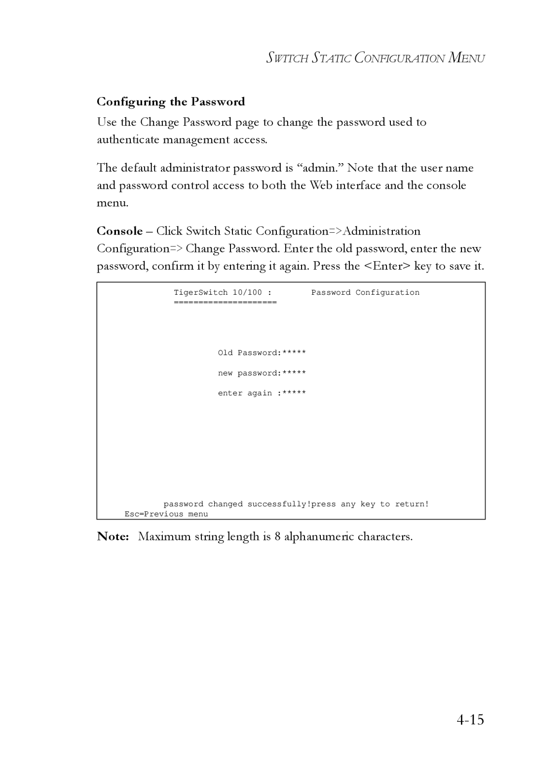 SMC Networks SMC6709L2 manual Configuring the Password 