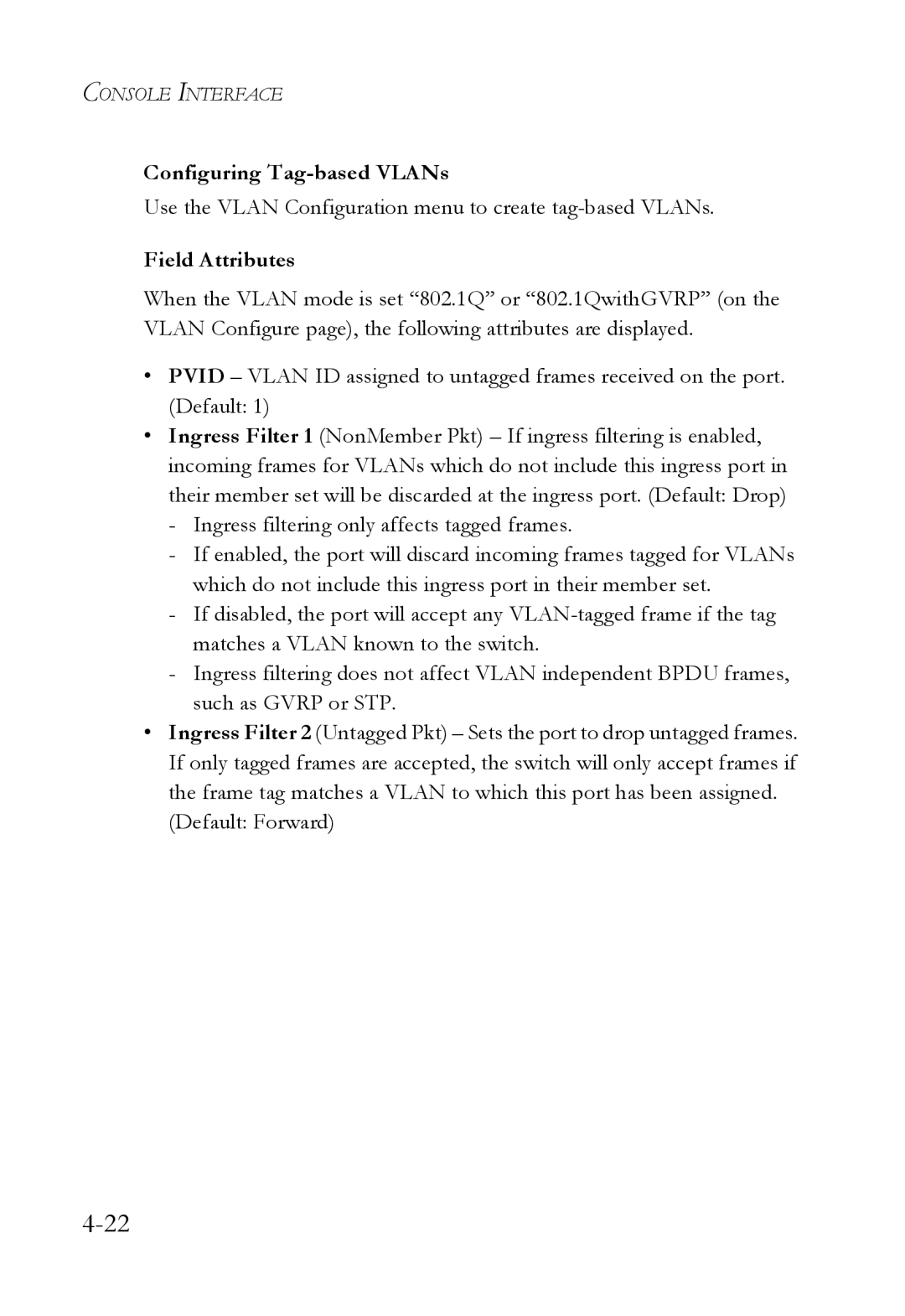 SMC Networks SMC6709L2 manual Configuring Tag-based VLANs, Field Attributes 