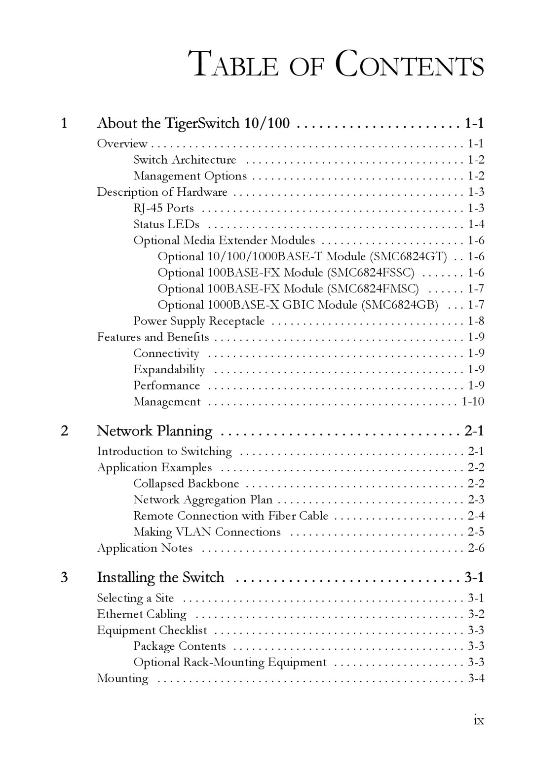 SMC Networks SMC6724AL2 manual Table of Contents 