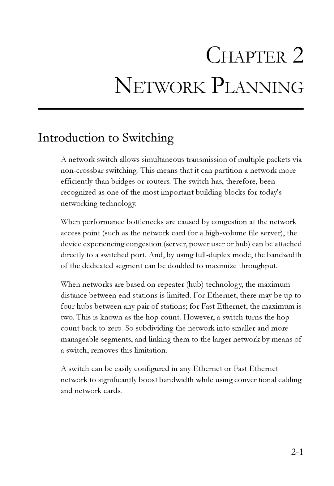 SMC Networks SMC6724AL2 manual Chapter Network Planning, Introduction to Switching 