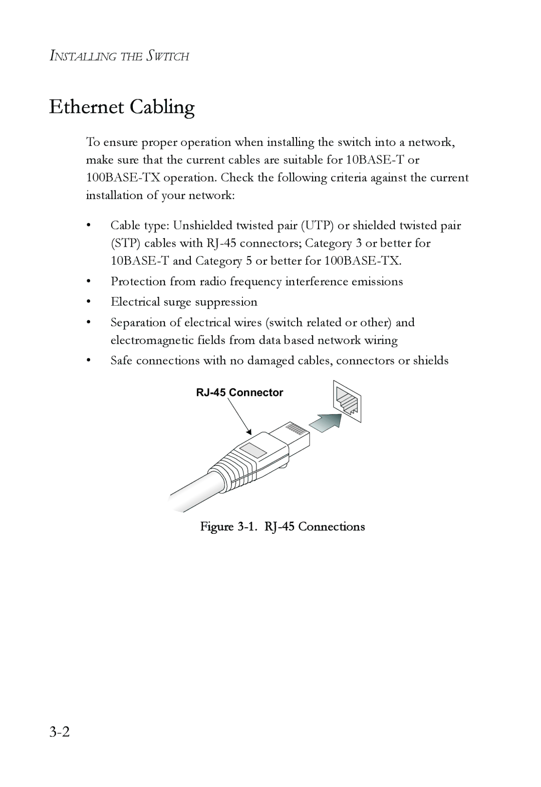 SMC Networks SMC6724AL2 manual Ethernet Cabling, RJ-45 Connections 