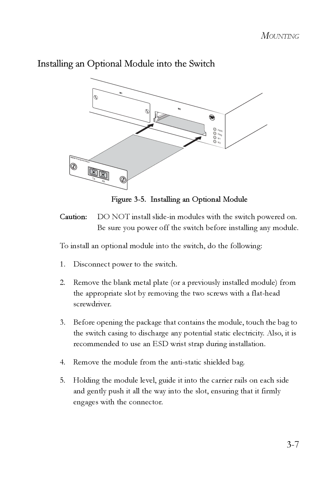 SMC Networks SMC6724AL2 manual Installing an Optional Module into the Switch 