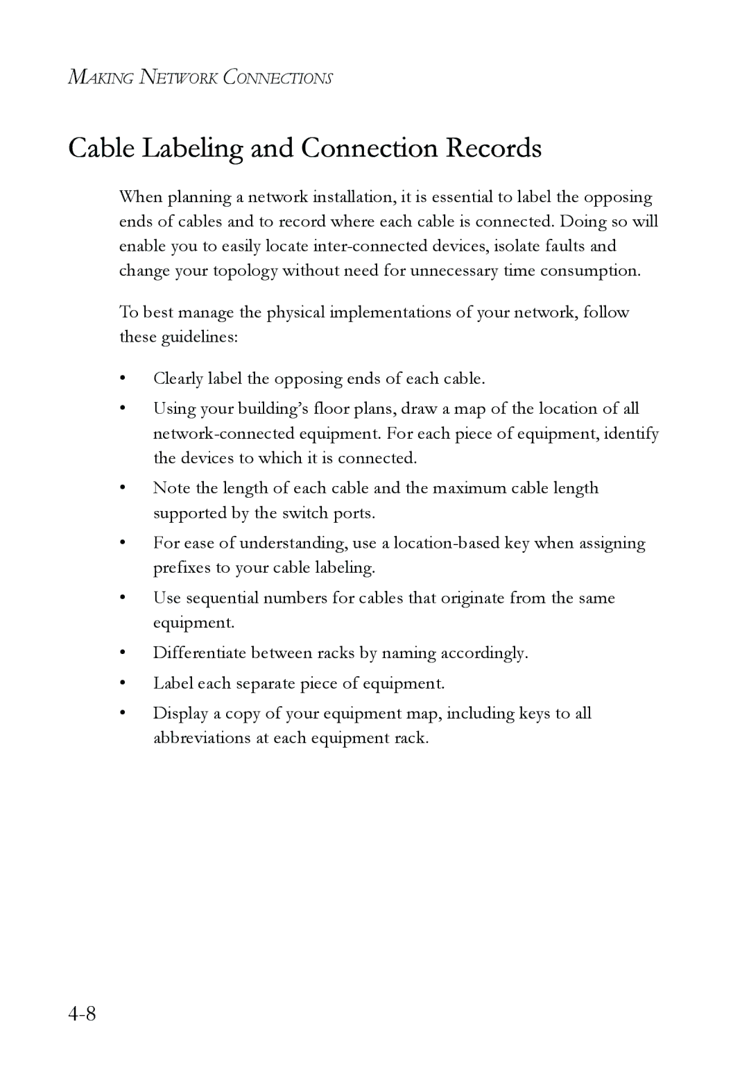 SMC Networks SMC6724AL2 manual Cable Labeling and Connection Records 