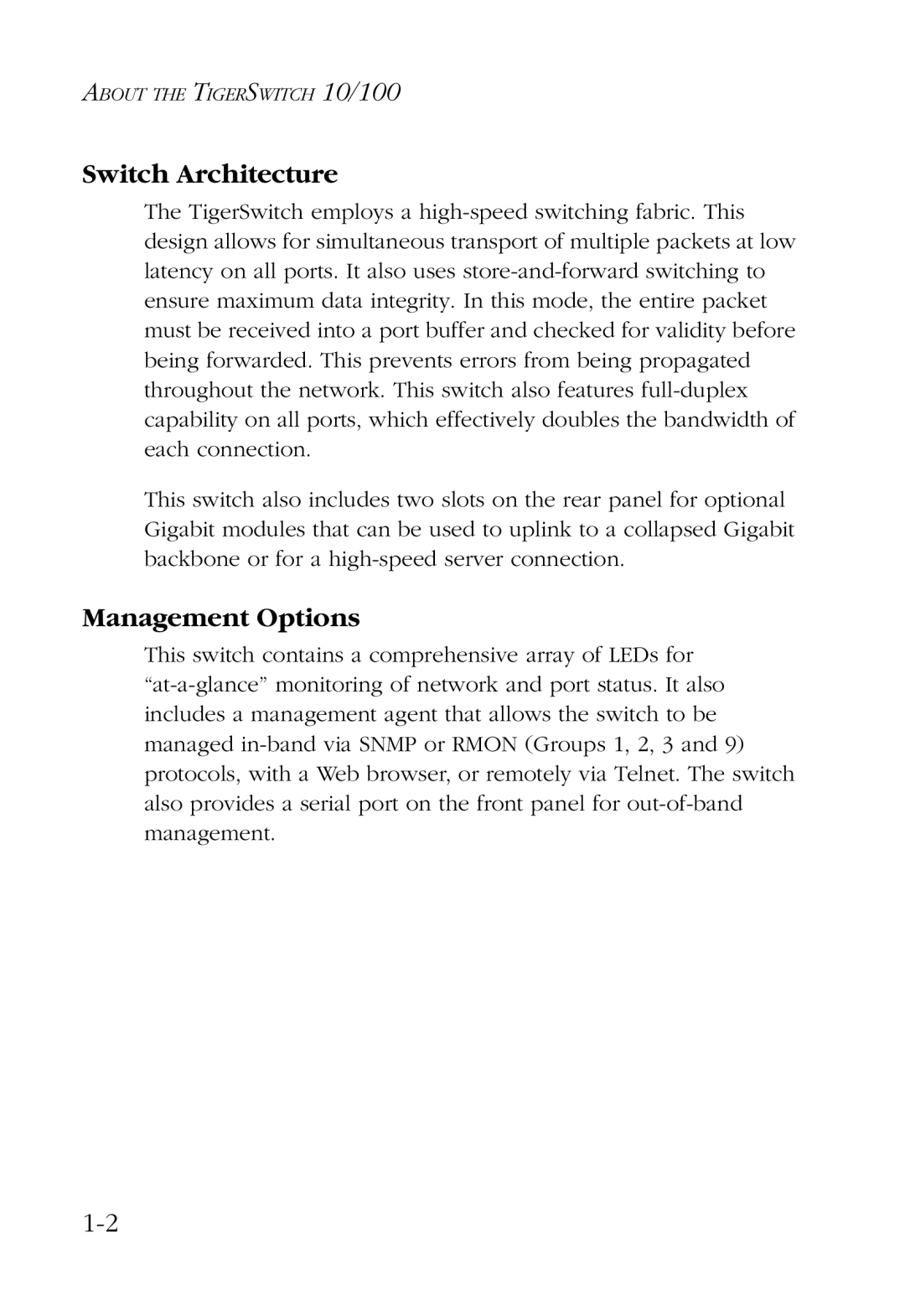 SMC Networks SMC6724L2 manual Switch Architecture, Management Options 