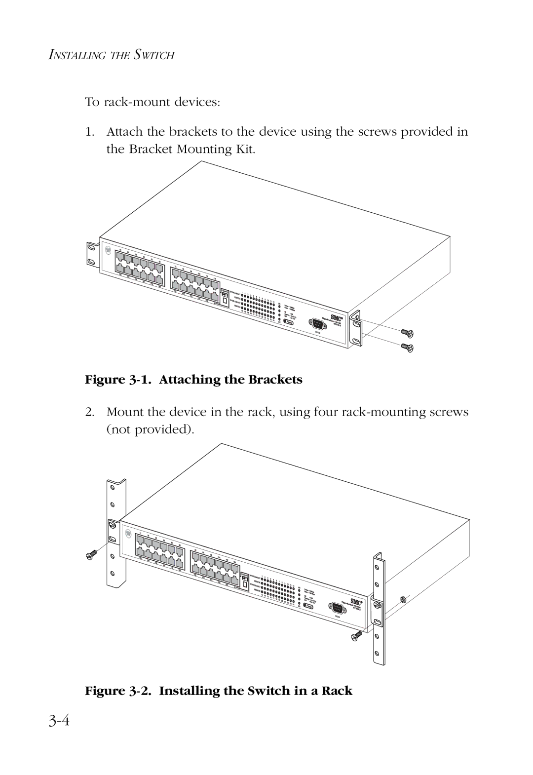 SMC Networks SMC6724L2 manual Attaching the Brackets 