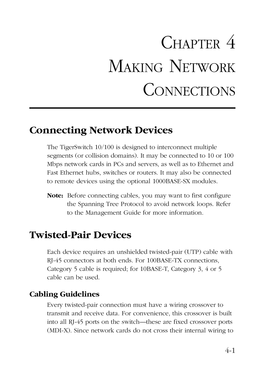 SMC Networks SMC6724L2 manual Chapter Making Network Connections, Connecting Network Devices, Twisted-Pair Devices 