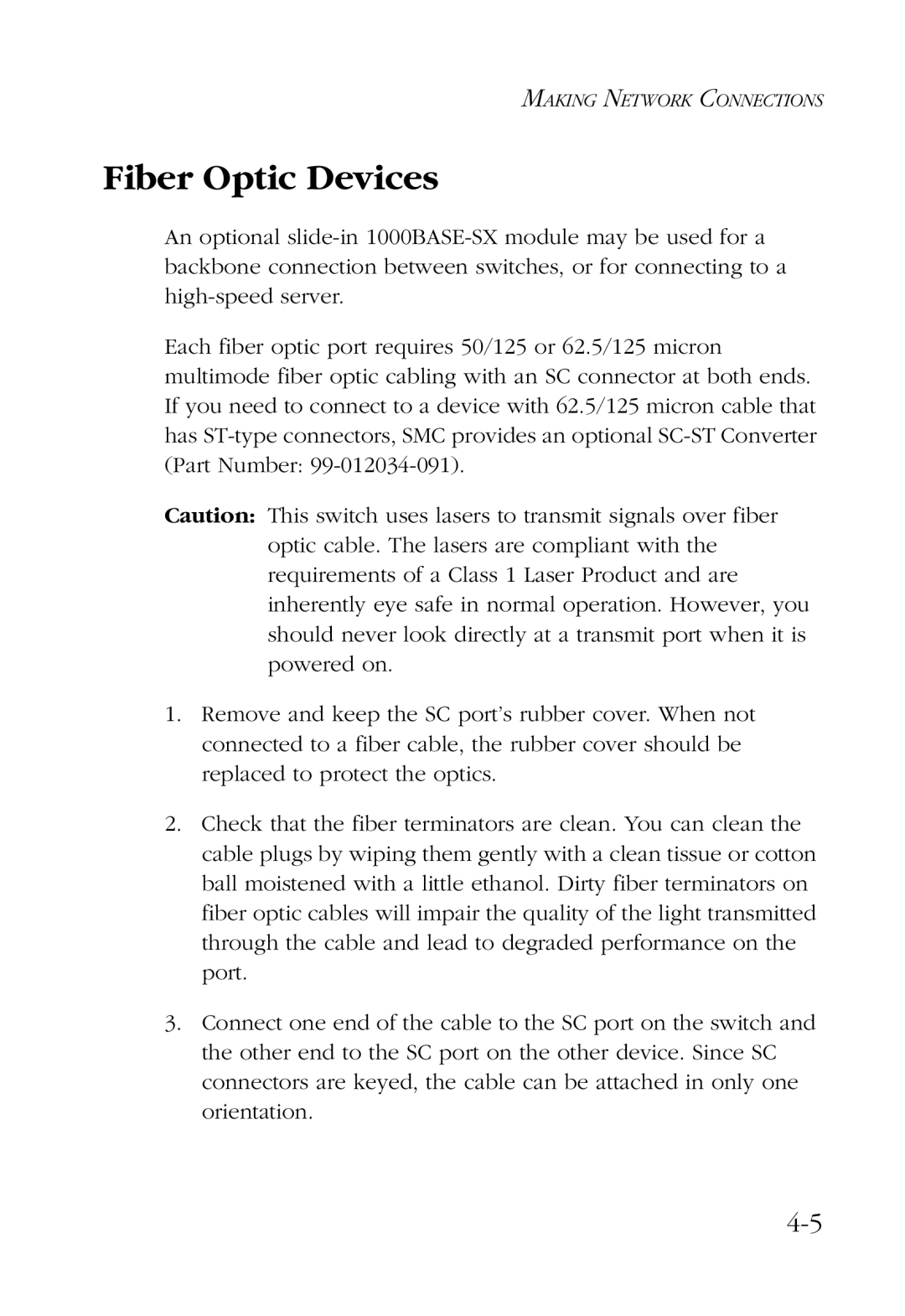 SMC Networks SMC6724L2 manual Fiber Optic Devices 