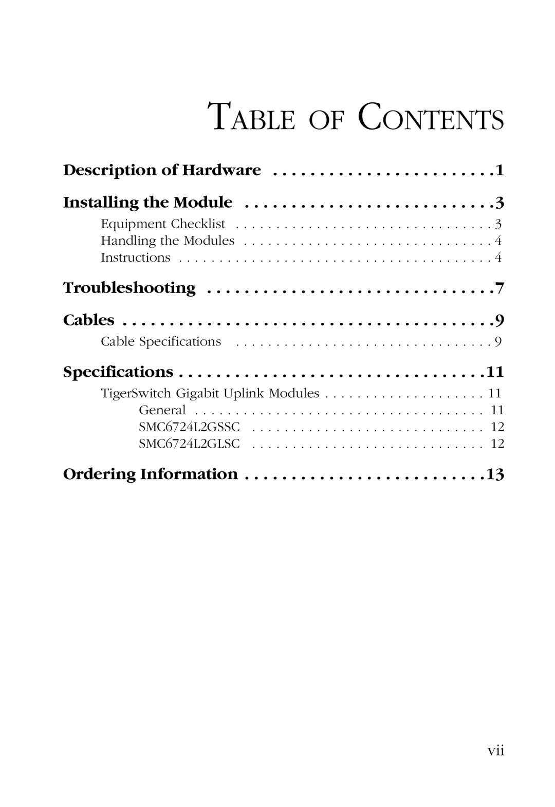 SMC Networks SMC6724L2GSSC, SMC6724L2GLSC manual Table of Contents 