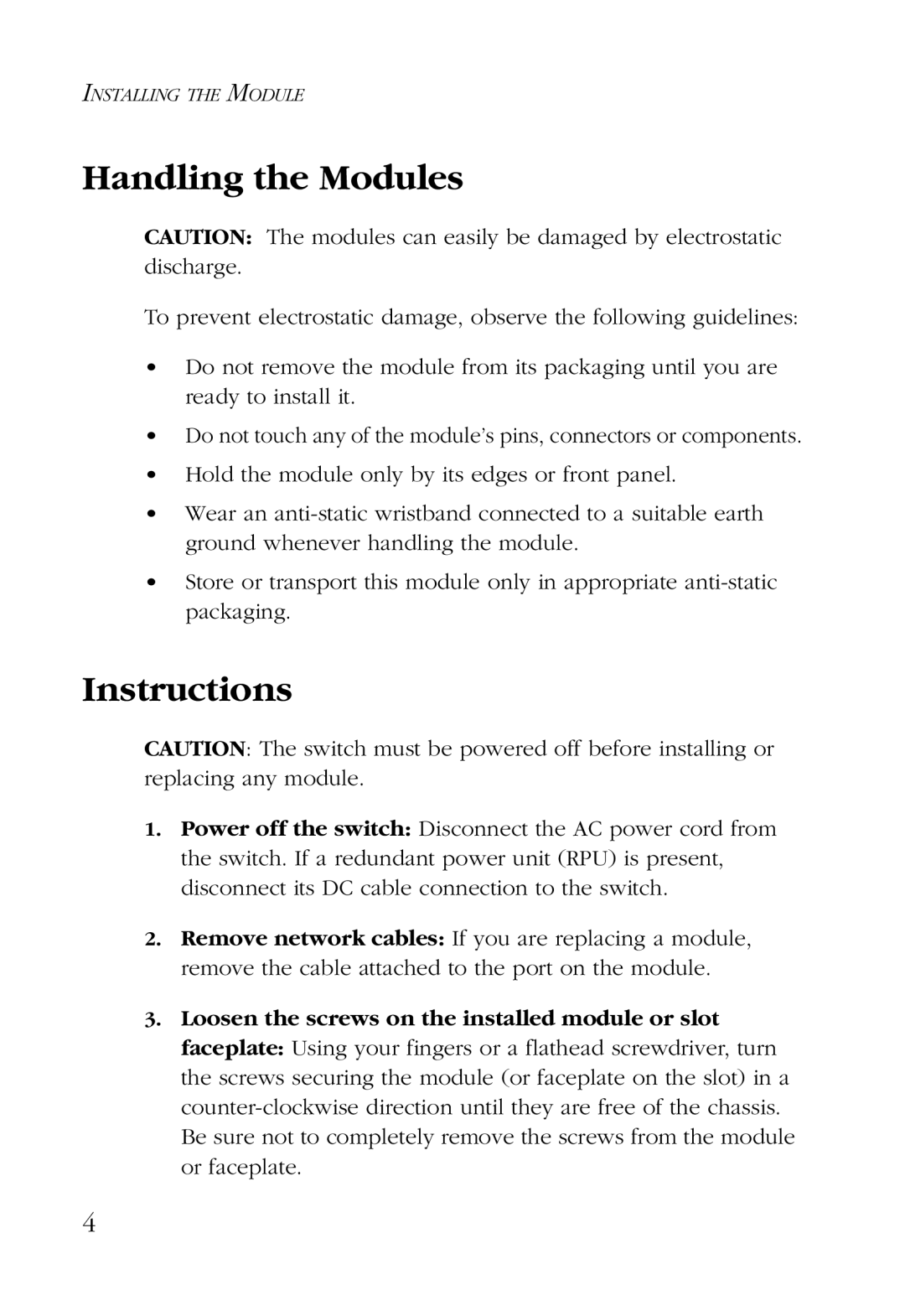 SMC Networks SMC6724L2GLSC, SMC6724L2GSSC manual Handling the Modules, Instructions 