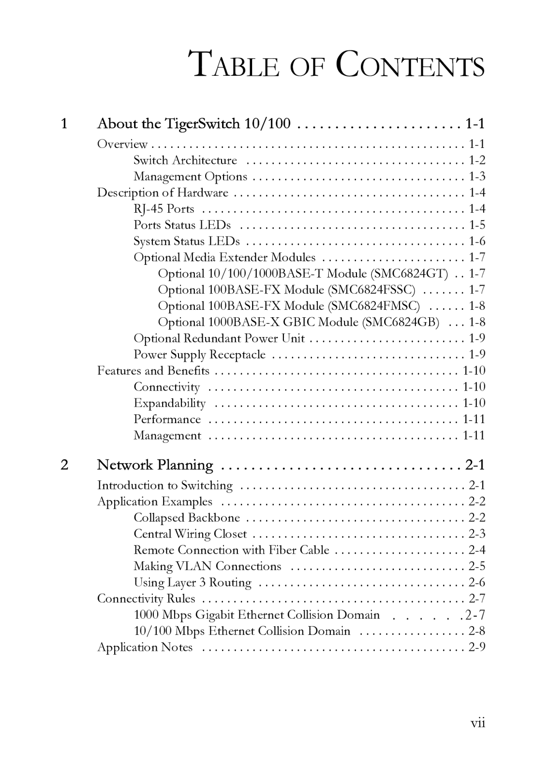 SMC Networks SMC6724L3 INT manual Table of Contents 