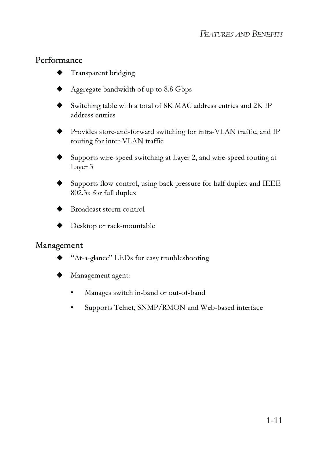 SMC Networks SMC6724L3 INT manual Performance, Management 