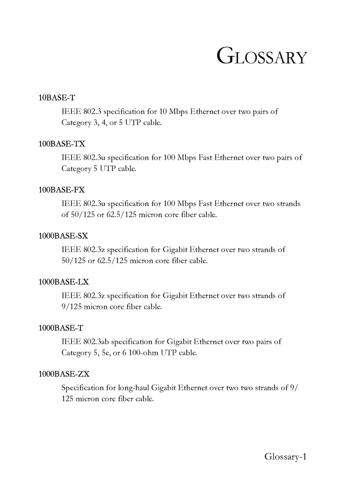 SMC Networks SMC6724L3 INT manual Glossary, 1000BASE-T 