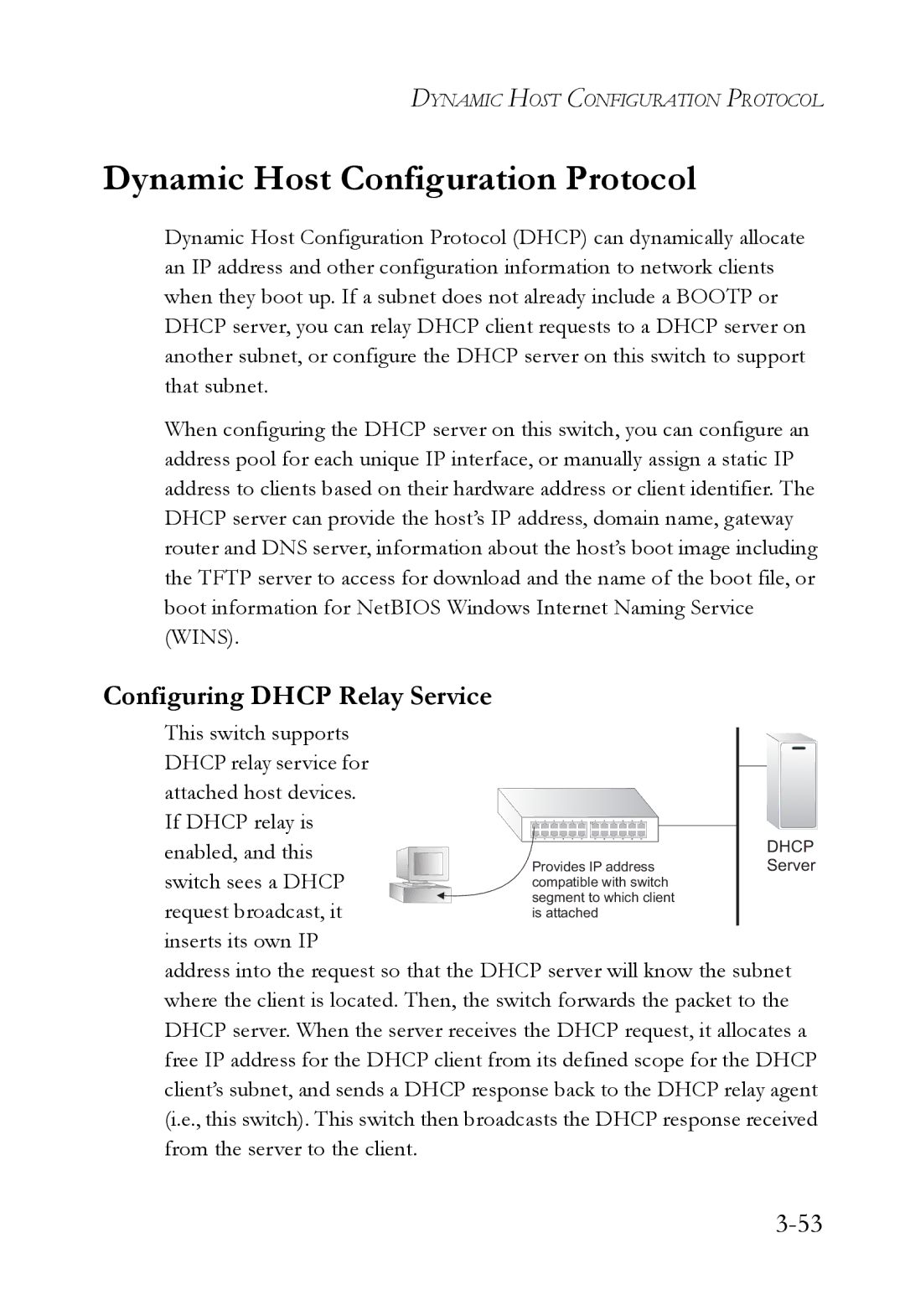 SMC Networks SMC6724L3 manual Dynamic Host Configuration Protocol, Configuring Dhcp Relay Service 