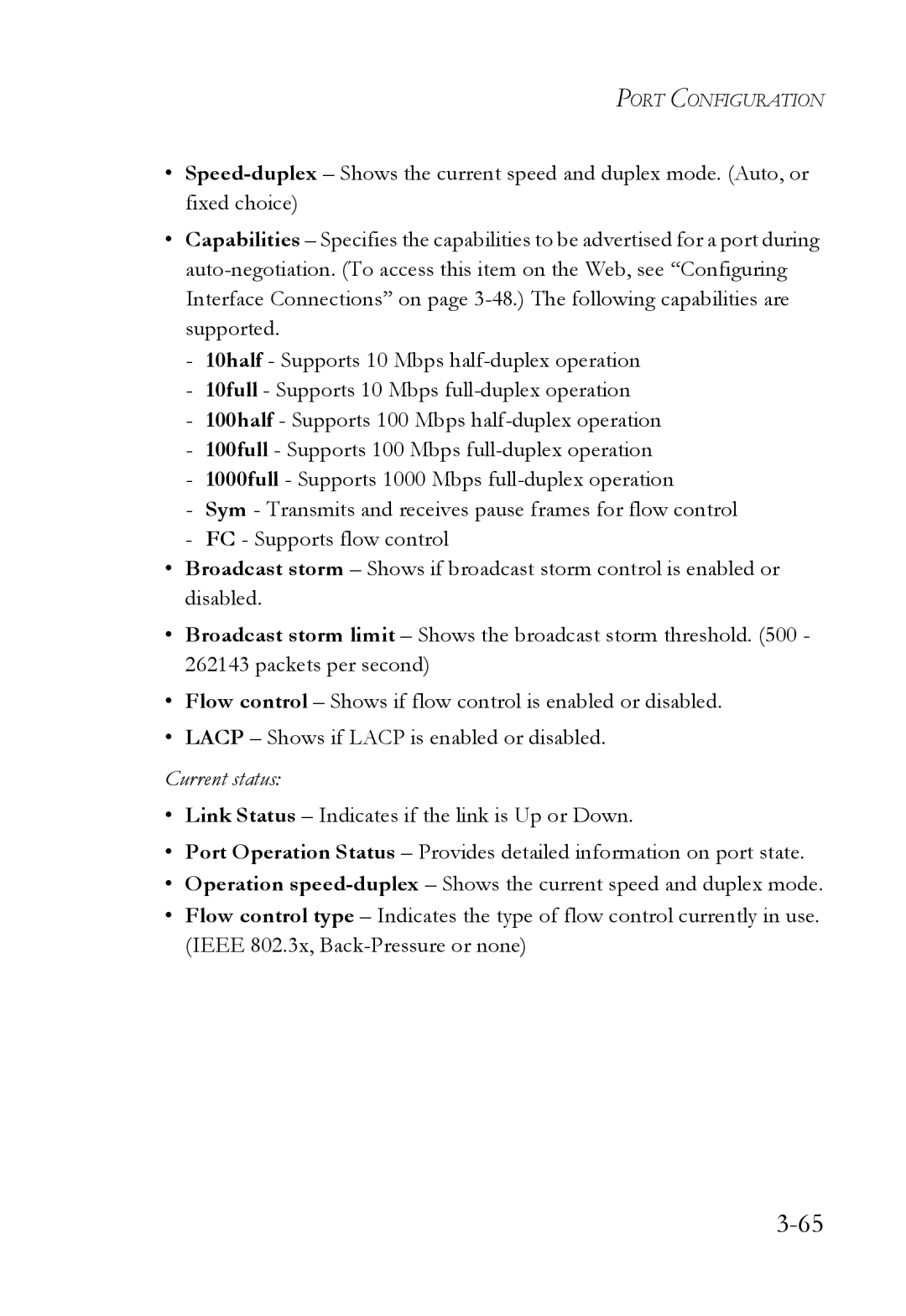 SMC Networks SMC6724L3 manual Current status 